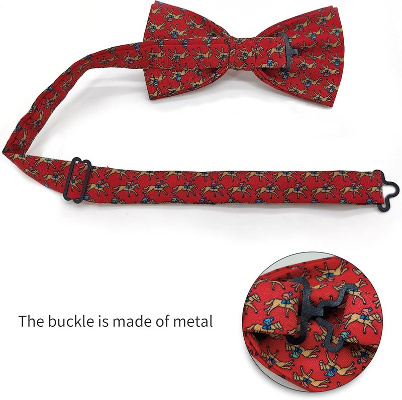 pensee Horse Racing Bow Tie Men's Horse Animal Men's BowTie 4.7 inch (12cm) Festive Novelty - Image 4